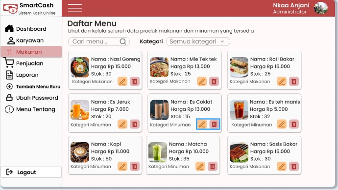 UI Aplikasi Kasir Restoran